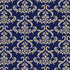 Seamless pattern with damask ornaments. Textured background.