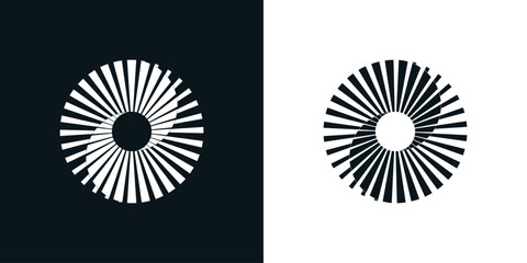 balance circle logo, abstract round spiral twist twirl yin yang symbol, cyclic repetitive radial rotation movement shape design element or texture. audio, energy spiritual power icon