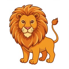 Cute Orange Cartoon Lion Illustration