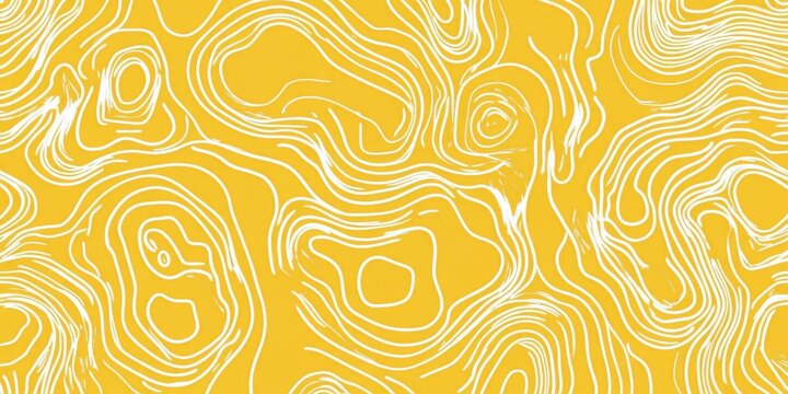 A yellow background with white line art squiggles, a seamless pattern.