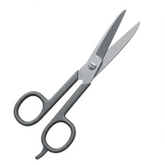 Grey Metal Scissors on White Background