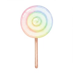 Pastel Rainbow Swirled Lollipop on Stick