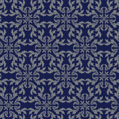 Seamless pattern with damask ornaments. Textured background.