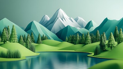 Serene Mountain Lake Landscape. (1)