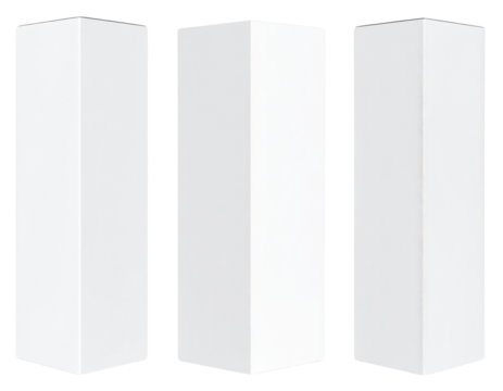 Three tall, white rectangular columns are standing vertically in a row. - Powered by Adobe