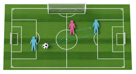 Isolated Soccer Field with Players