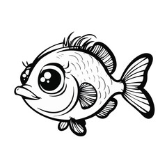 Cartoon Fish With Big Eyes Isolated On White Background Vector Illustration For Children And Design Projects