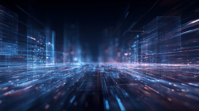 Digital Transformation Concept with Futuristic Data Flow and Smart Technology Visualization