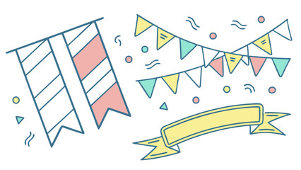 Festive Pastel Bunting Banner Celebrate Joyfully Cute hand drawn party decorations perfect for birthdays events or