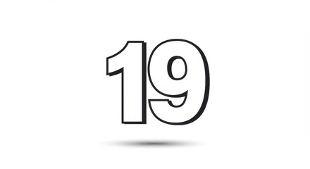 Obraz premium Minimalist Graphic Representation of the Number Nineteen Isolated on White Background