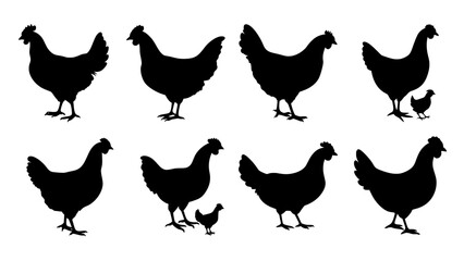 Chicken Silhouette Vector | Black Hen Clipart PNG for Farm Designs