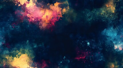 Abstract watercolor splatter design with vibrant colors.