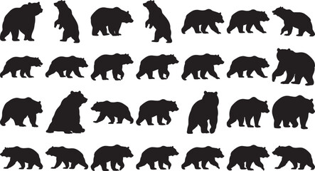 Bear Silhouette Collection in Walking and Standing Poses