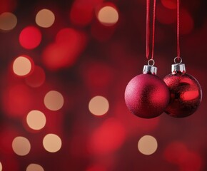 Fototapeta premium Banner with Christmas baubles, Christmas balls, with copy space