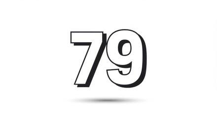 Graphic representation of the number seventy-nine in a minimalist design on white background