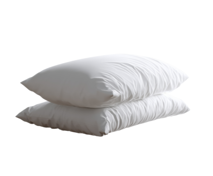 Soft and comfortable fluffy pillows for restful sleep and relaxation on a transparent background, cut out