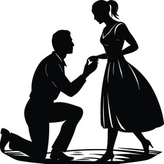 a silhouette vector illustration of a couple vector art