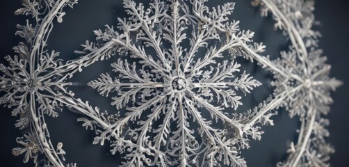 Intricate snowflake border, elegant Xmas card design, geometric, elegant