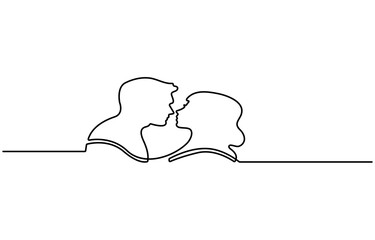 One line drawing of a couple in love.