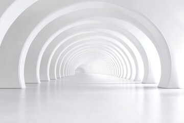 Naklejka premium Empty white arched hallway