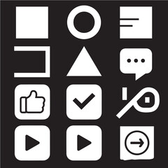 Collection of icons vector on a dark background.