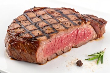 Close View of Seared Beef Steak with Salt Granules