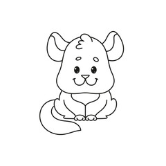 Cute Chinchilla Coloring Page. Vector Illustration