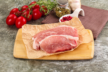 Raw pork steak for cooking