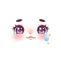Fototapeta premium Adorable Kawaii Anime Face with Tears and Blush