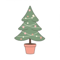 Potted Christmas Tree with Pastel Ornaments