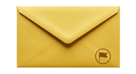 Isolated Yellow Envelope with Flag Symbol