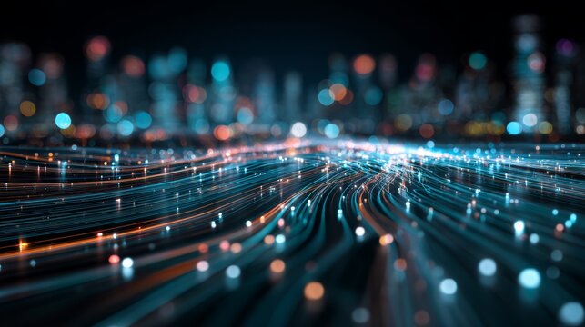 Digital Transformation Concept with Futuristic Data Flow and Smart Technology Visualization