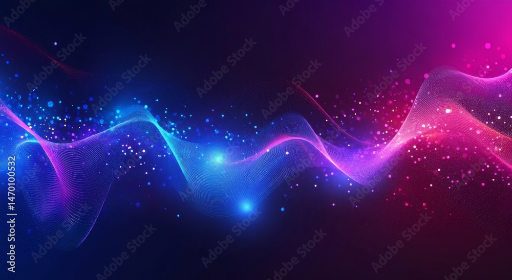 Wall mural abstract digital background with blurred cyberpunk elements and neon light streaks, creating an atmo
