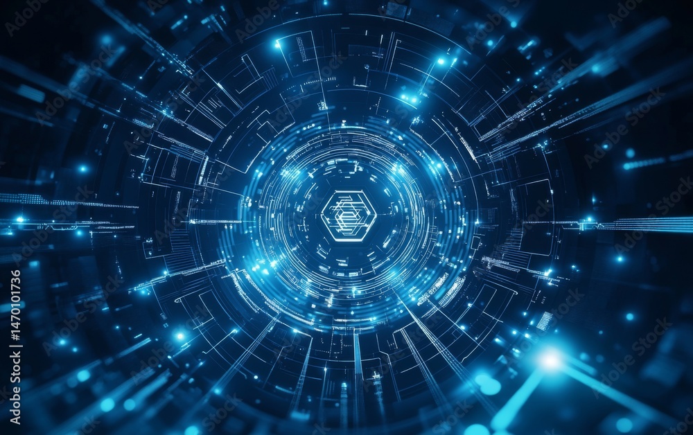Aufkleber Abstract light blue background with hexagons and technology elements for business presentation. a futuristic design of science and innovation.