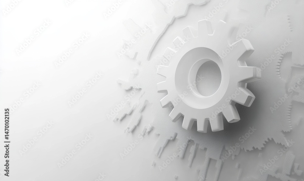 Poster abstract gray and white background with a gear, circle, and binary code vector, a tech digital techn