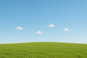 Fototapeta premium Landscape of green field and blue sky