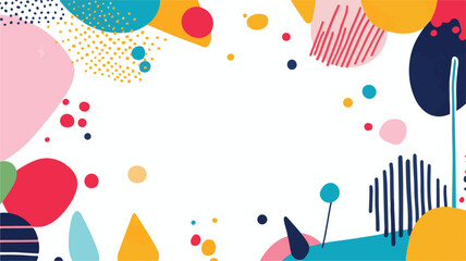 Playful Abstract Geometric Pattern With Colorful Shapes And Textures On White Background Creates A Bright And Fun Design