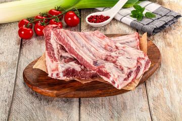 Raw pork ribs for cooking