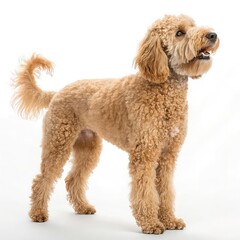 Cute Beige Labradoodle or Poodle Dog with Curly Fur &ndash; Isolated Studio Shot, cocker spaniel dog, cocker spaniel puppy