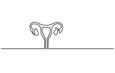 Continuous Line Uterus Illustration. Fertility, Gynecology and Women's Health Concept.
