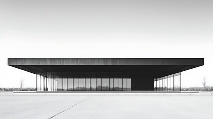 Fototapeta premium Sleek modern building exterior render in monochrome