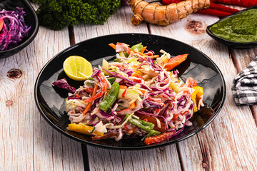 Fresh crab salad with cabbage