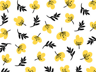 Flowers and leaf's wall art vector background. Foliage line art drawing with abstract shape. Abstract Plant Art design for print, cover, wallpaper, Minimal and natural wall art. Vector illustration.