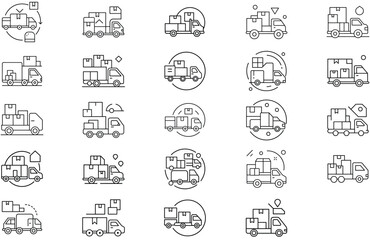 Modern Delivery and Logistics Line Icon Collection