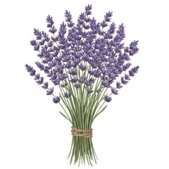 Obraz premium Purple Lavender Bouquet on White Background