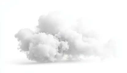 Fluffy white cloud-like smoke against a white background