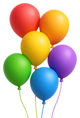 Cute rainbow balloons png transparent stickers 3d illustration for events
