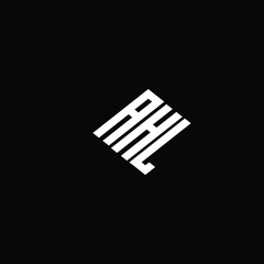 AHL letter logo design on black background.