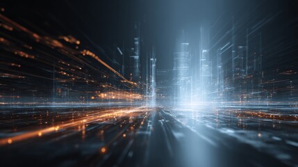 Digital Transformation Concept with Futuristic Data Flow and Smart Technology Visualization