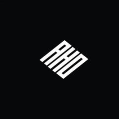 AHO letter logo design on black background.